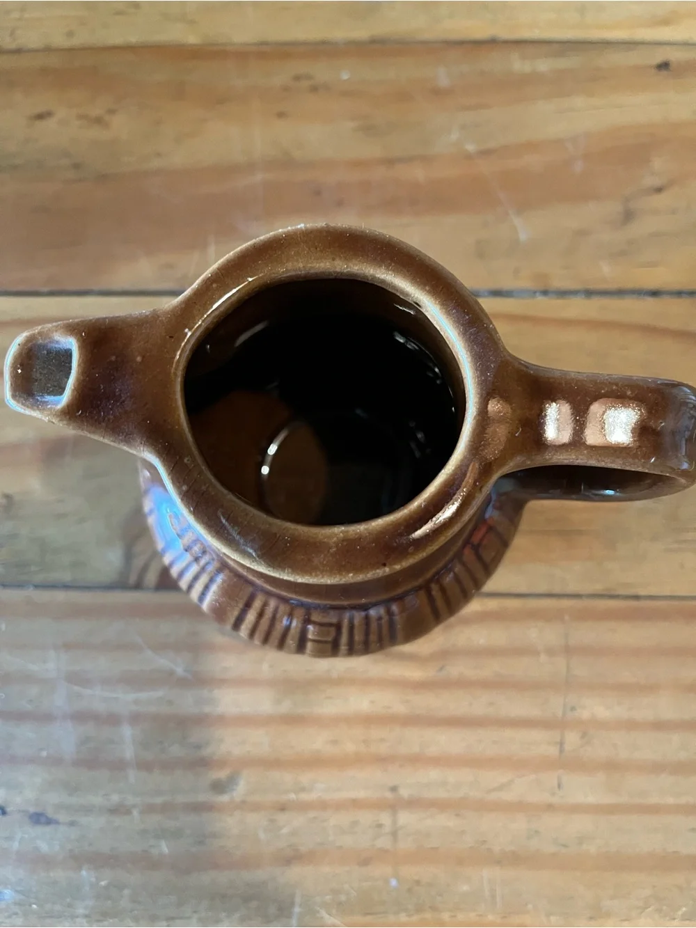 Vintage Brown Ceramic Pitcher Vase